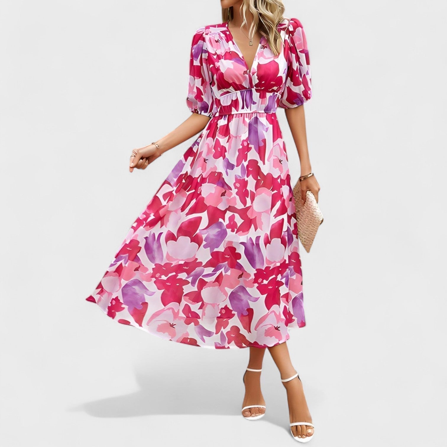 Clara - Vestido Midi Floral Elegante