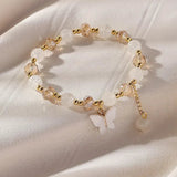 Pulseira Elástica de Contas com Borboleta Bonita