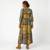 Amélia - Vestido Midi Padrão Abstrato
