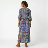 Amélia - Vestido Midi Padrão Abstrato