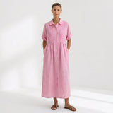 Helena - Vestido Linho Pregas e Botões