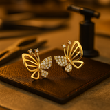 Brincos de Pino em Zirconia em Forma de Borboleta Elegantes