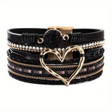 Pulseira de Couro Multicamadas Boho
