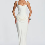Leonor ❘ Vestido maxi com decote quadrado