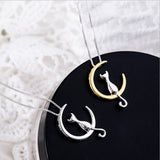 Colar elegante de gato e lua crescente
