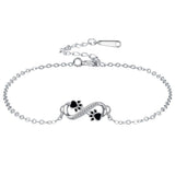 Pendente de Símbolo Infinito Pulseira de Patas de Animal de Estimação com Zircônia