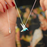 Colar de Colibri em Prata Esterlina com Esmalte
