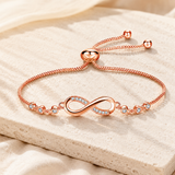 Pulseira ajustável chique em ouro rosa em forma de infinito