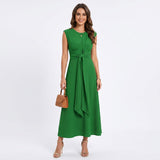 Emilia - Vestido maxi elegante sem mangas e gola redonda
