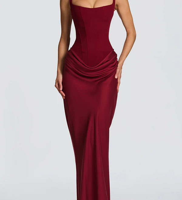 Leonor ❘ Vestido maxi com decote quadrado