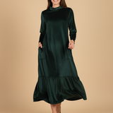 Moda Lusitana - Vestido Veludo Longo com Bolsos