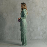 Gabriela - Vestido Longo de Franjas com Decote em V
