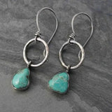 Brincos Vintage em Prata com Pedra Turquesa