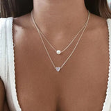 Conjunto de Colar Refinado com Coração e Pérola