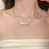 Colar Elegante em Camadas com Pérola Branca