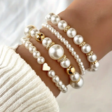 Conjunto de Pulseiras de Pérolas Atemporais