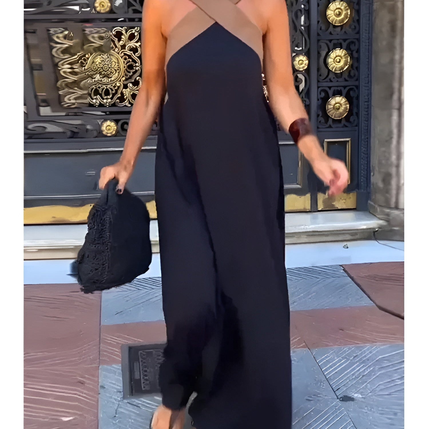 Filipa | Vestido Maxi com Decote Cruzado em Contraste