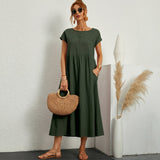 Inês | Vestido Midi em Algodão com Bolsos