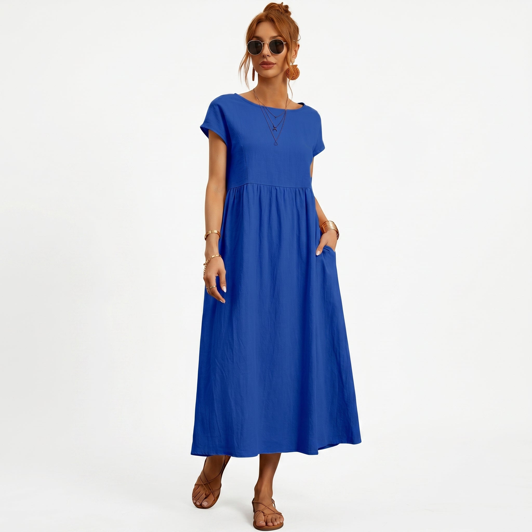 Inês | Vestido Midi em Algodão com Bolsos