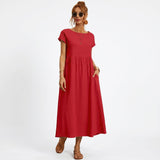 Inês | Vestido Midi em Algodão com Bolsos