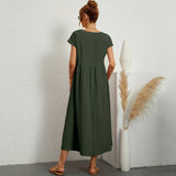 Inês | Vestido Midi em Algodão com Bolsos