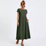 Inês | Vestido Midi em Algodão com Bolsos