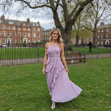Leonor | Vestido Plissado com Folhos Elegante