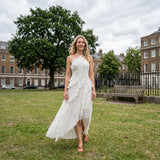 Leonor | Vestido Plissado com Folhos Elegante