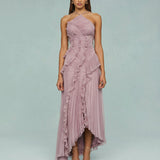 Leonor | Vestido Plissado com Folhos Elegante