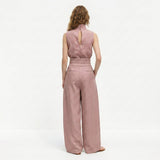 Madalena | Conjunto de Linho Premium com Gola Alta e Calças Wide Leg