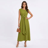 Emilia - Vestido maxi elegante sem mangas e gola redonda