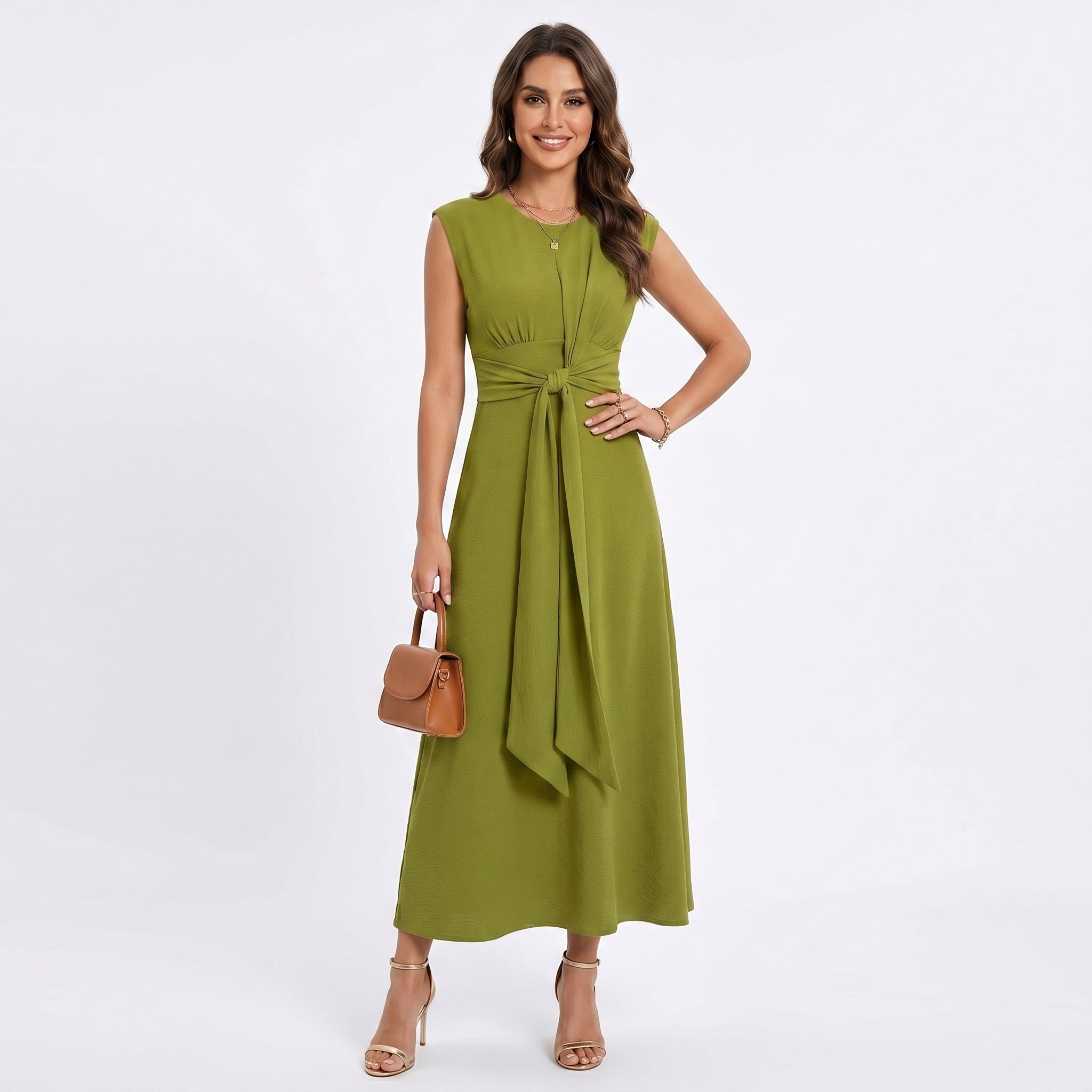 Emilia - Vestido maxi elegante sem mangas e gola redonda