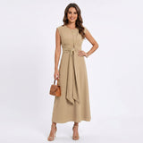 Emilia - Vestido maxi elegante sem mangas e gola redonda