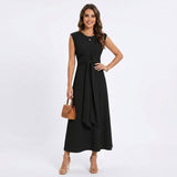 Emilia - Vestido maxi elegante sem mangas e gola redonda