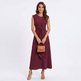 Emilia - Vestido maxi elegante sem mangas e gola redonda