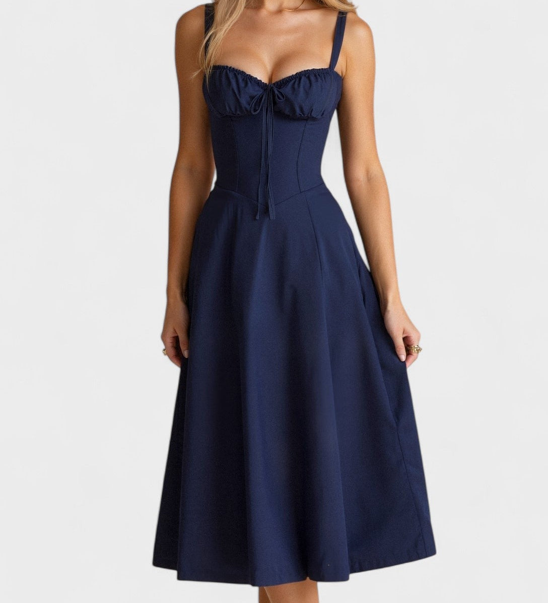 Carolina - Vestido Floral com Corpete Ajustado