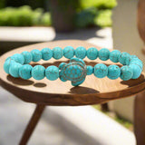 Pulseiras de Tartaruga com Contas de Pedra Natural Única