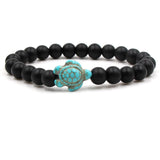 Pulseiras de Tartaruga com Contas de Pedra Natural Única