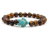 Pulseiras de Tartaruga com Contas de Pedra Natural Única