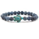 Pulseiras de Tartaruga com Contas de Pedra Natural Única
