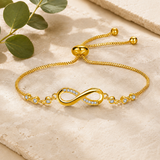 Pulseira ajustável chique em ouro rosa em forma de infinito