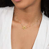Colar Elegante com Flor em Ouro