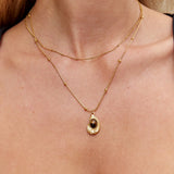 Colar Elegante de Ouro com Olho de Tigre