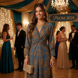 Teresa | Vestido Midi Estampado com Detalhe de Nó