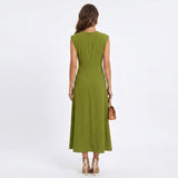 Emilia - Vestido maxi elegante sem mangas e gola redonda