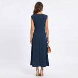 Emilia - Vestido maxi elegante sem mangas e gola redonda