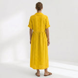 Helena - Vestido Linho Pregas e Botões