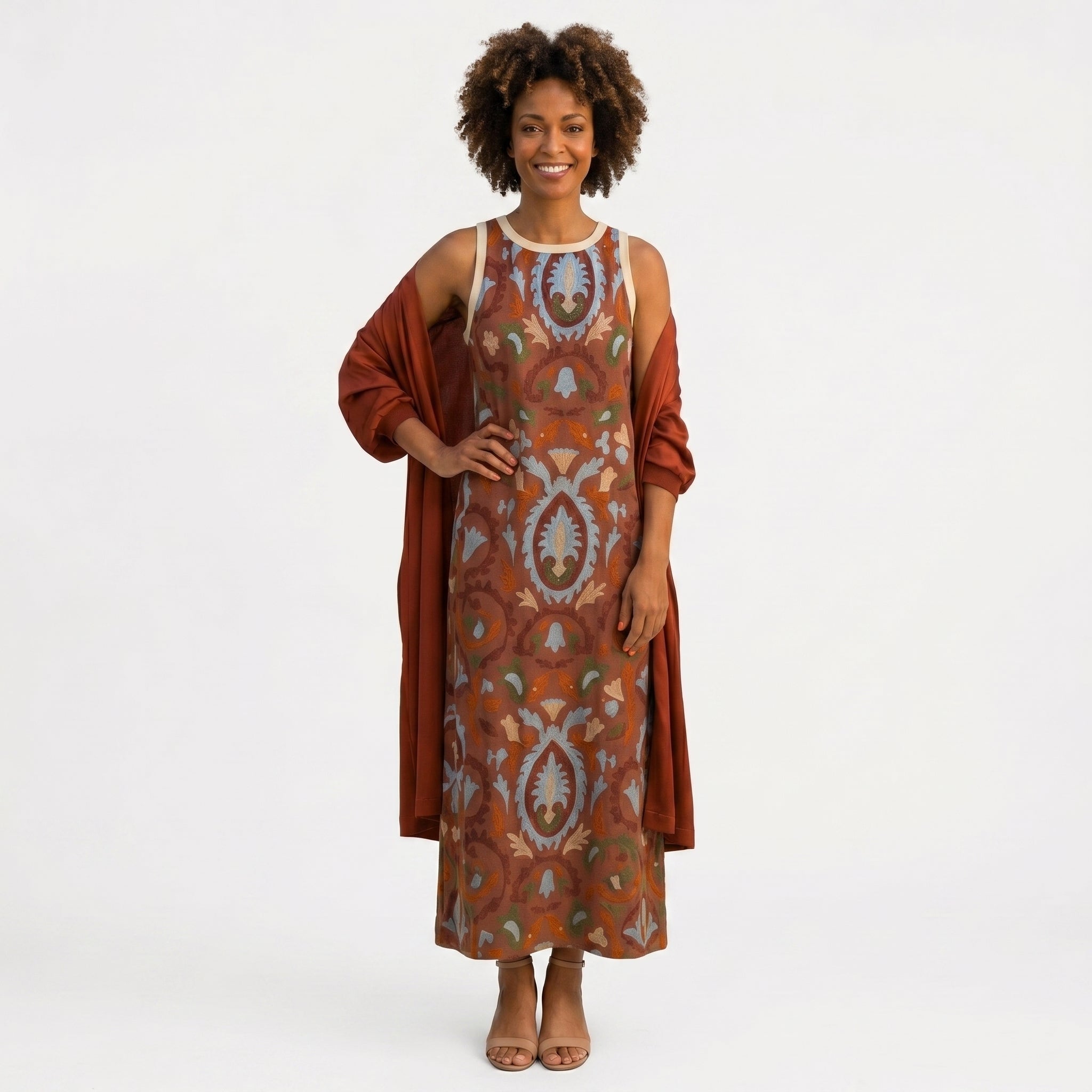 Rafaela – Vestido longo elegante com casaco a condizer