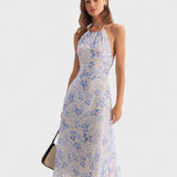 Clarice - Vestido Midi Azul Floral