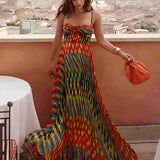 Aria - Vestido Maxi Estampado Abstrato